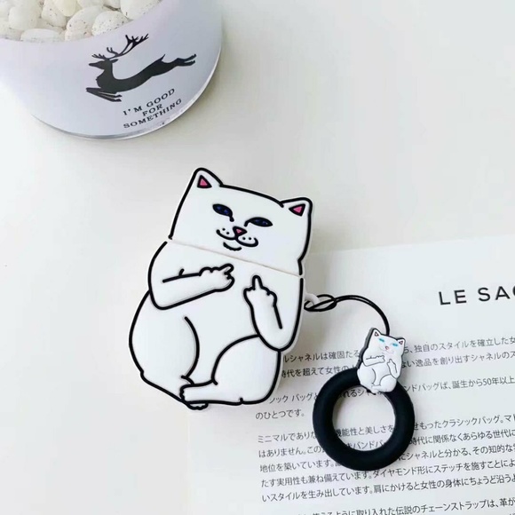 Ripndip Accessories - AirPods Case Cover RipNDip Lord Nermal White Cat